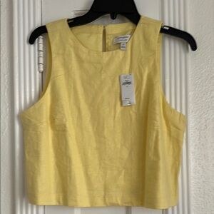 Butter Yellow Linen Blend Banana Republic Cropped Sleeveless Top